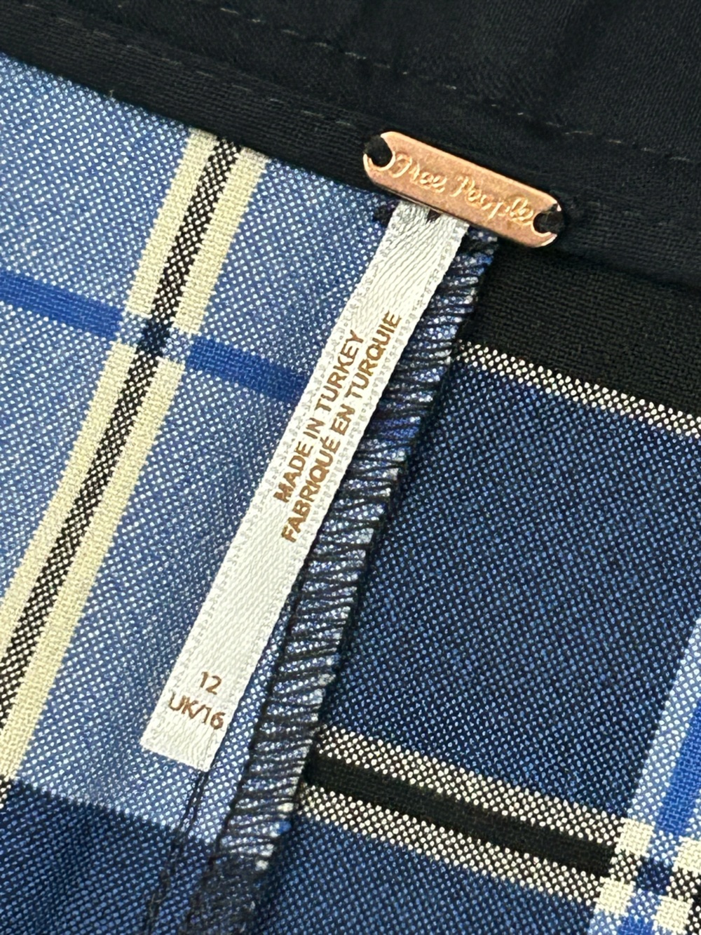 Free People Blue, Black & Cream Plaid Wide-Leg Trousers - Picture 8 of 13